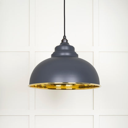 Hammered Brass Harborne Pendant by From The Anvil