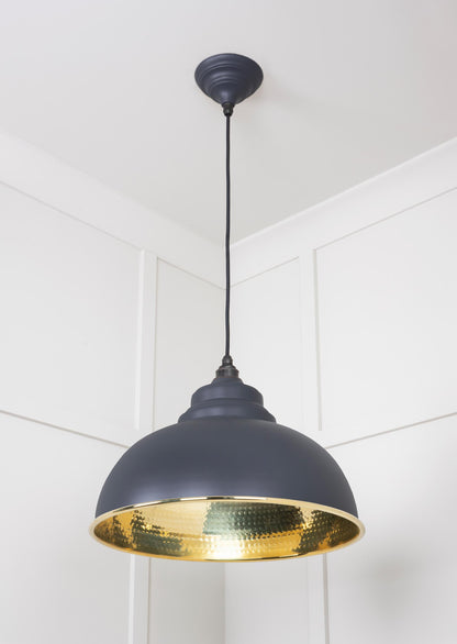 Hammered Brass Harborne Pendant by From The Anvil