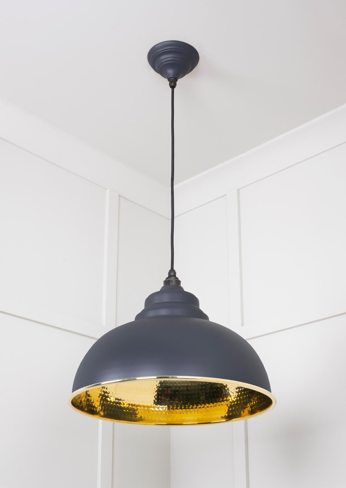 Hammered Brass Harborne Pendant by From The Anvil