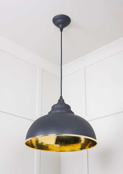 Hammered Brass Harborne Pendant by From The Anvil