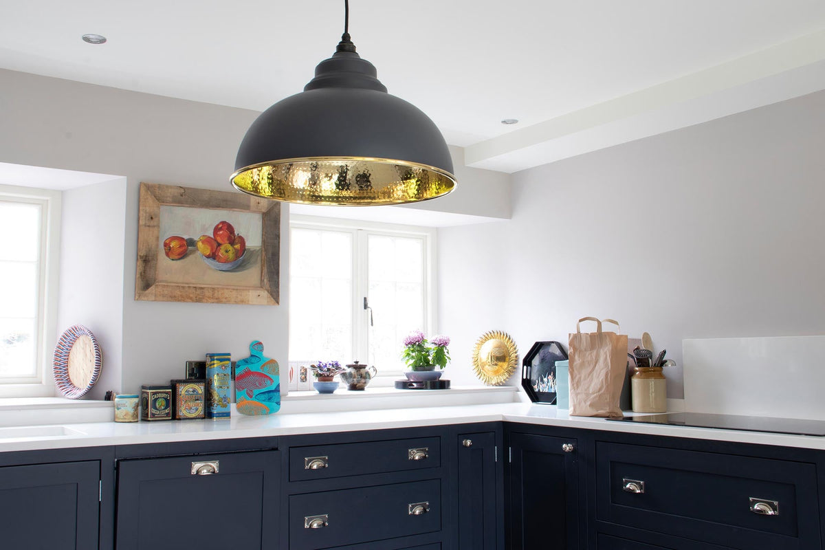 Hammered Brass Harborne Pendant by From The Anvil