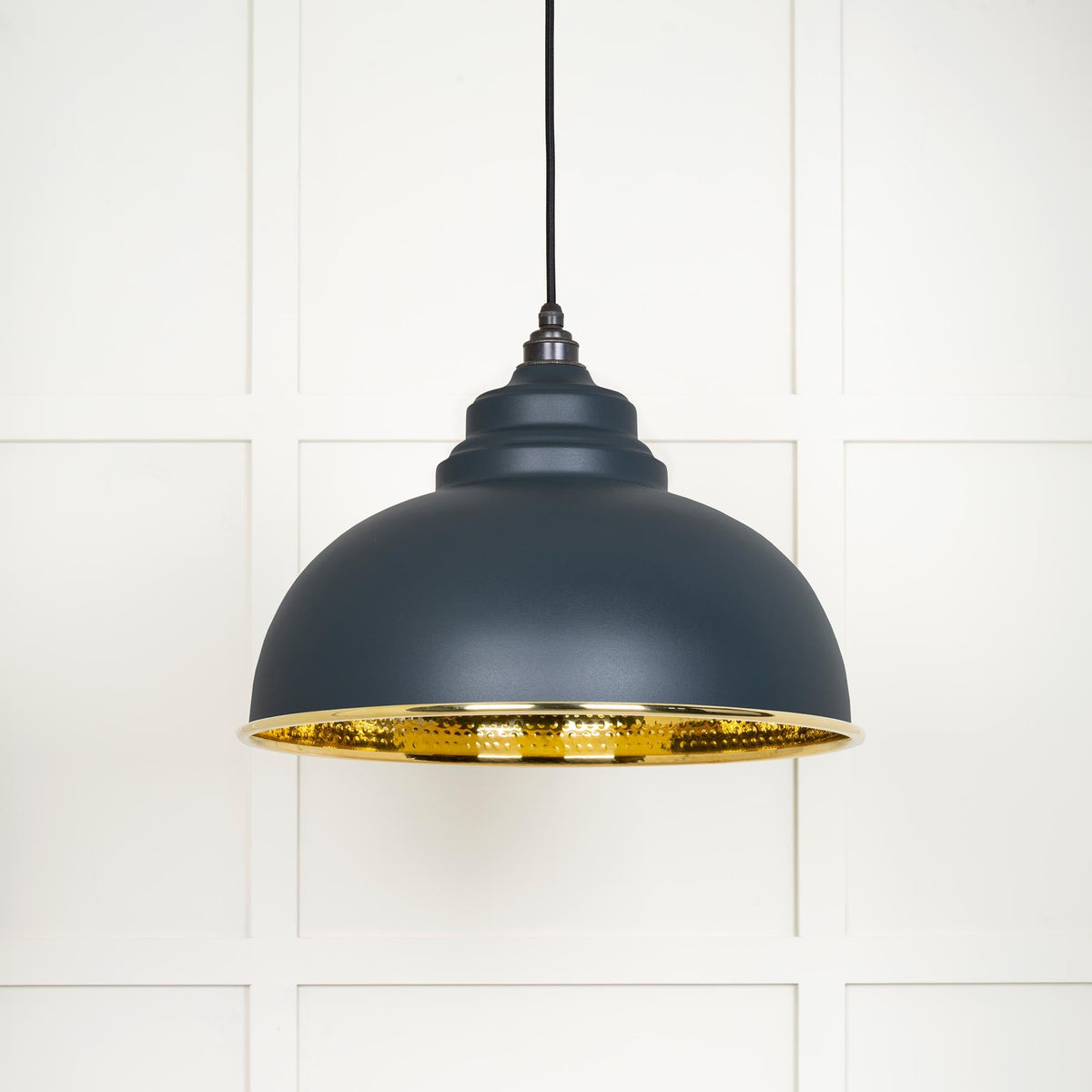 Hammered Brass Harborne Pendant by From The Anvil