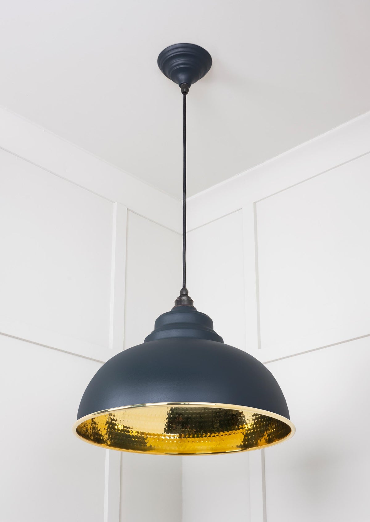 Hammered Brass Harborne Pendant by From The Anvil