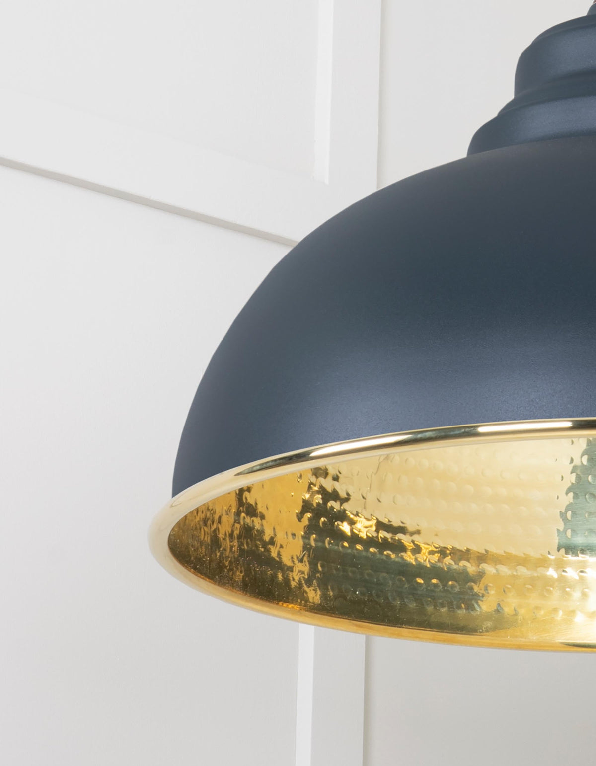 Hammered Brass Harborne Pendant by From The Anvil