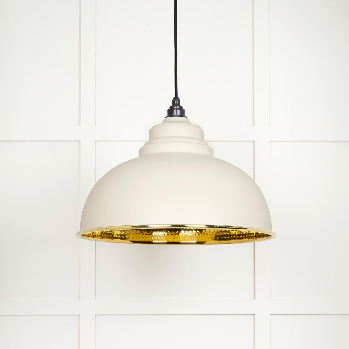 Hammered Brass Harborne Pendant by From The Anvil