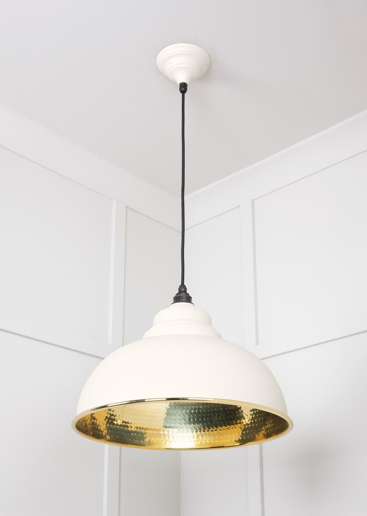 Hammered Brass Harborne Pendant by From The Anvil