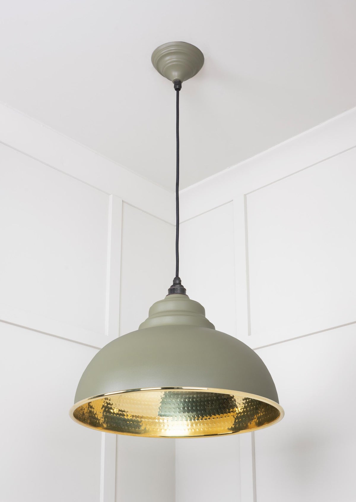Hammered Brass Harborne Pendant by From The Anvil