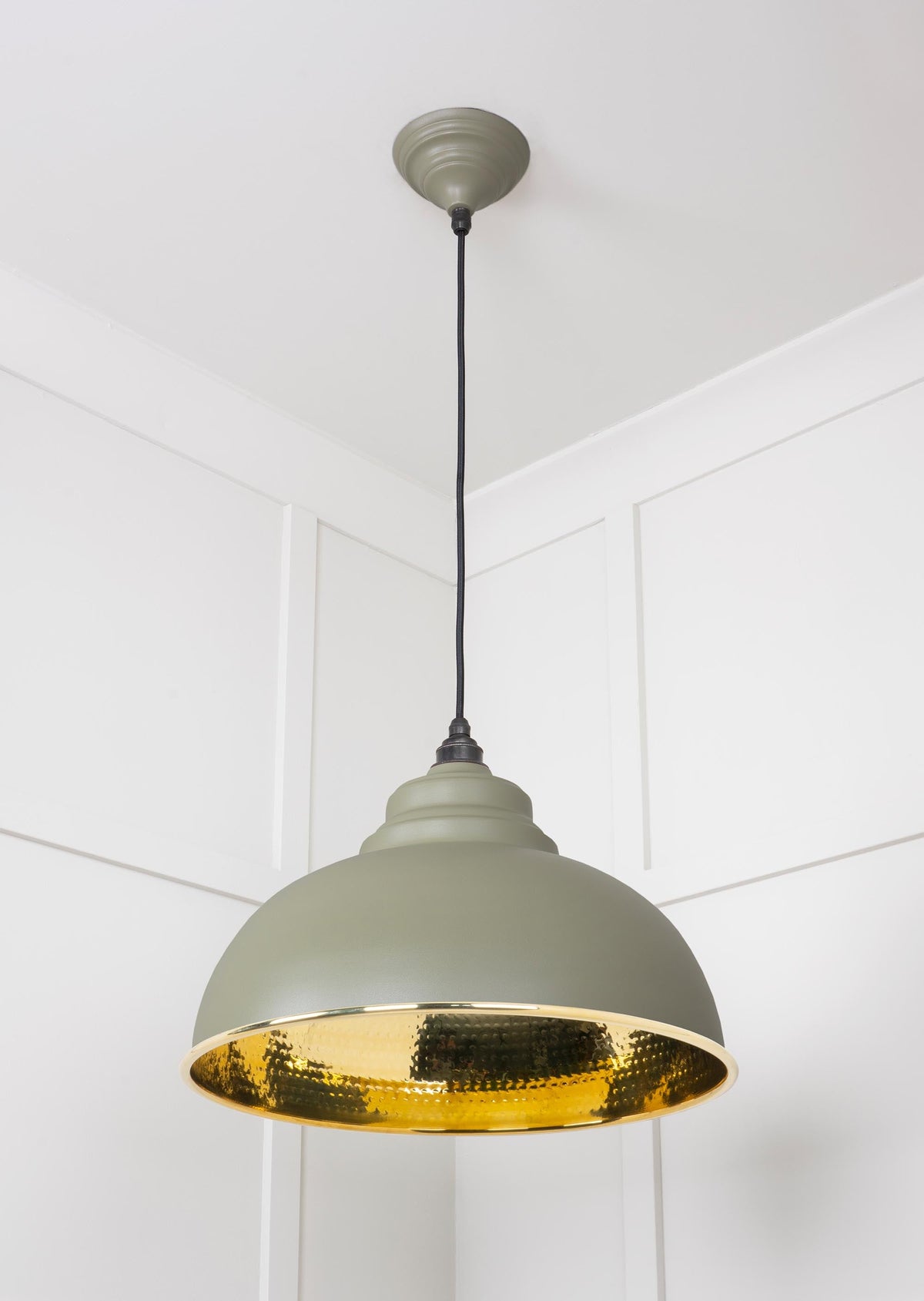 Hammered Brass Harborne Pendant by From The Anvil