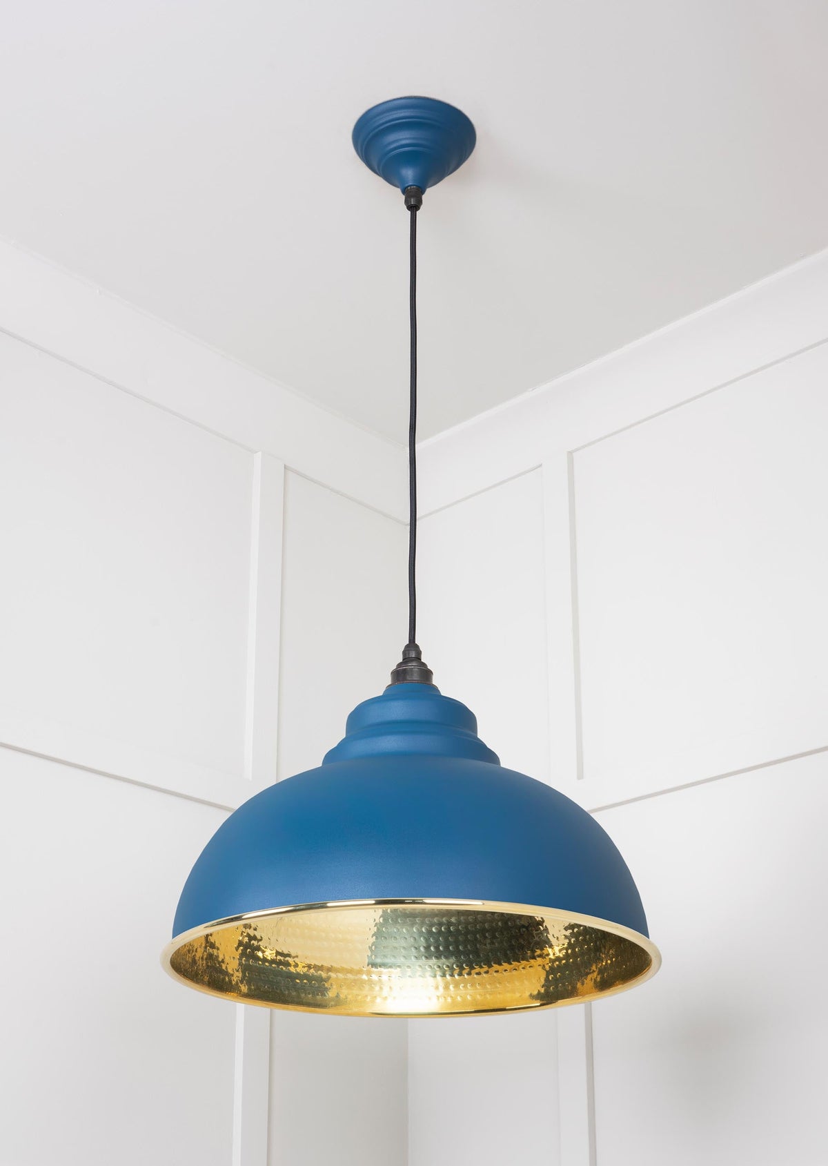 Hammered Brass Harborne Pendant by From The Anvil
