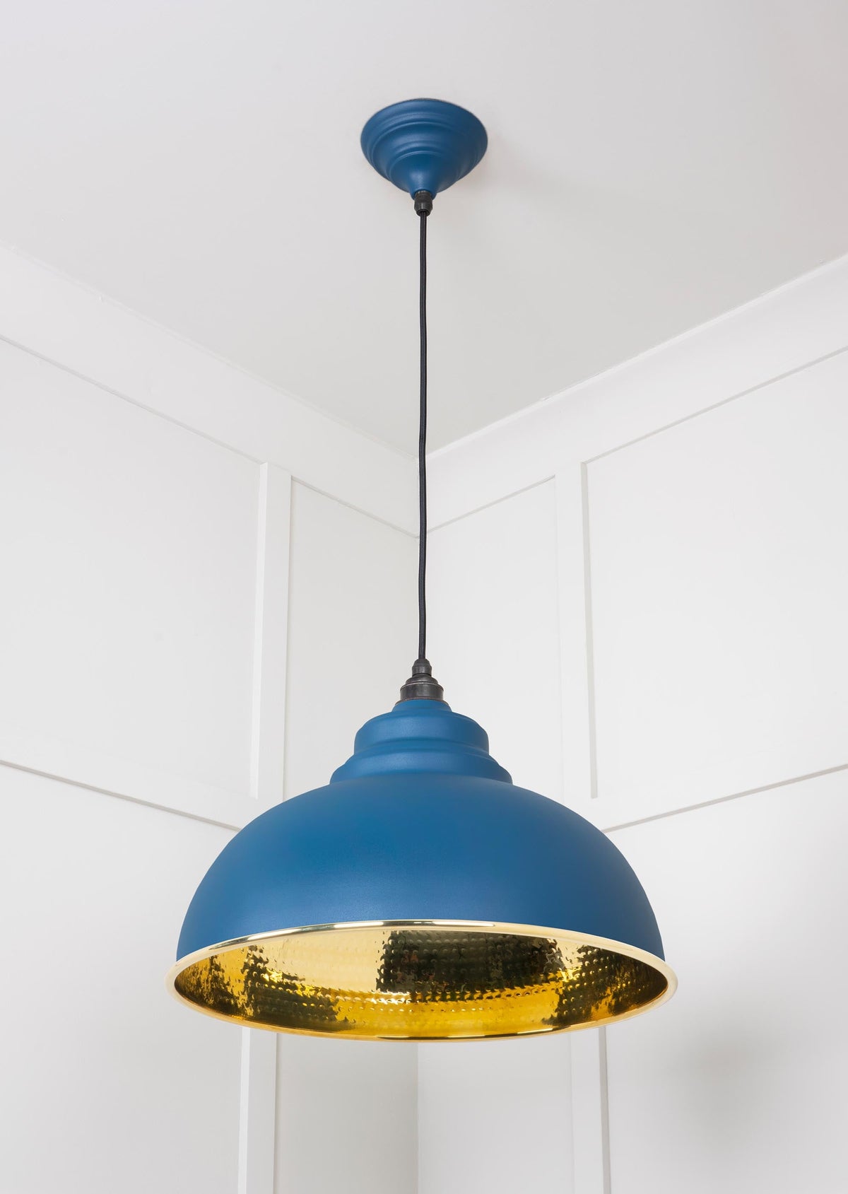Hammered Brass Harborne Pendant by From The Anvil