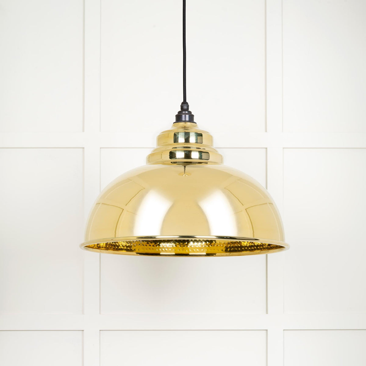 Hammered Brass Harborne Pendant by From The Anvil