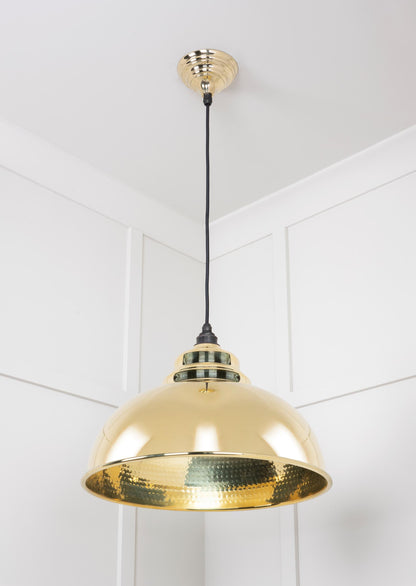 Hammered Brass Harborne Pendant by From The Anvil