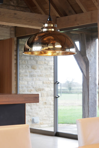 Hammered Brass Harborne Pendant by From The Anvil