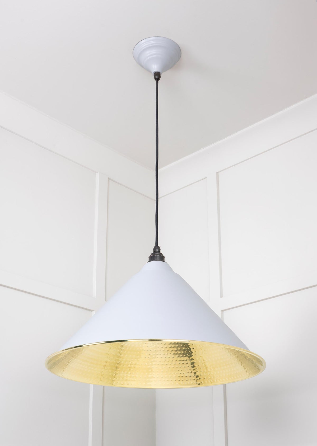 Hammered Brass Hockley Pendant by From The Anvil