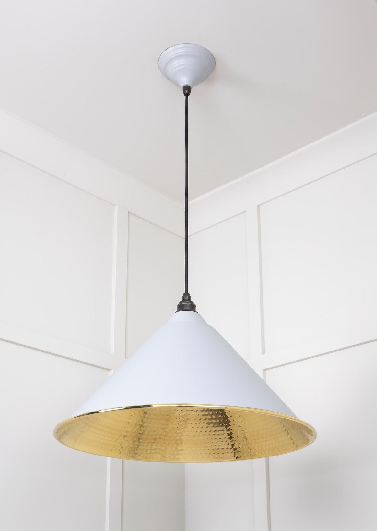 Hammered Brass Hockley Pendant by From The Anvil