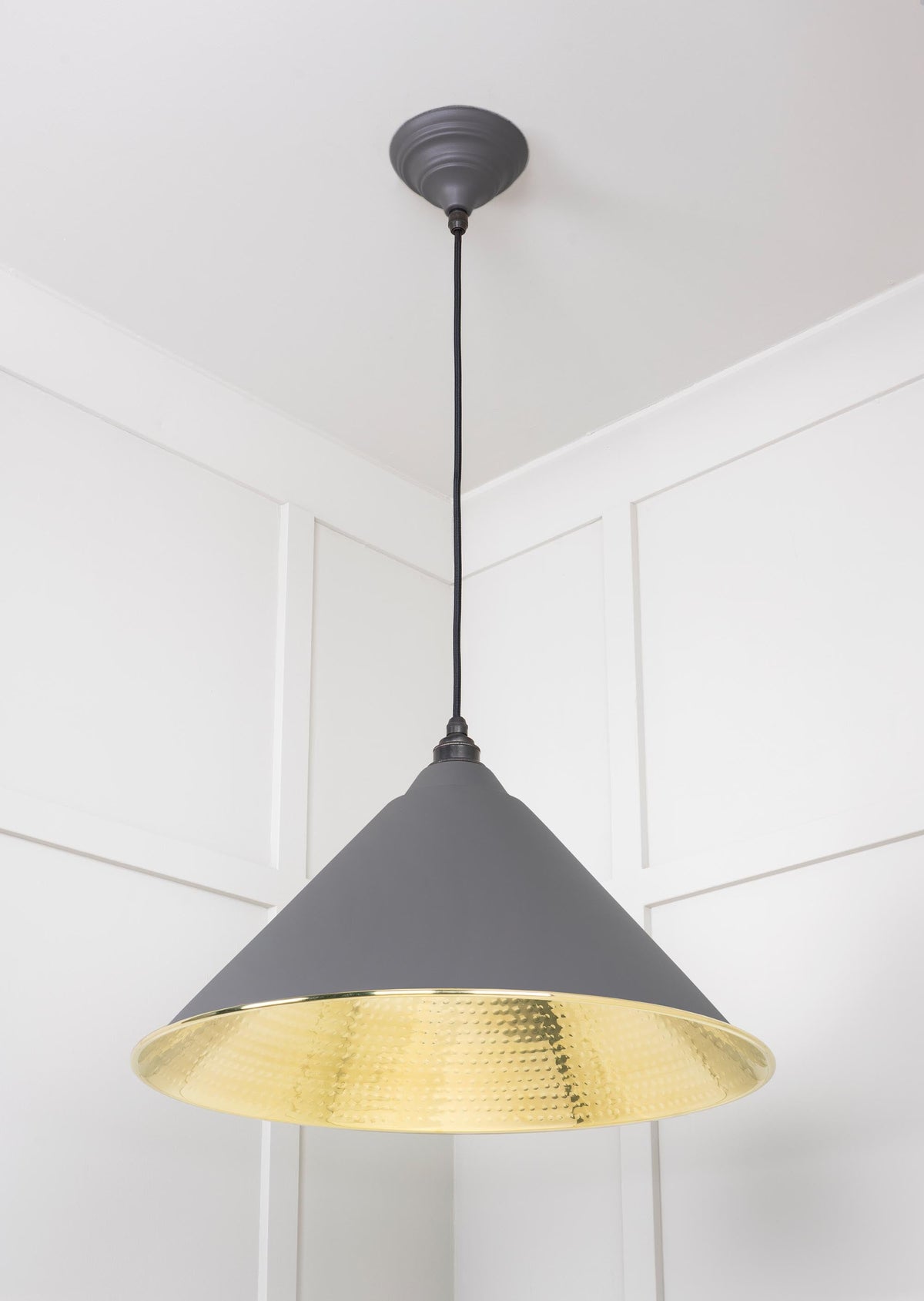 Hammered Brass Hockley Pendant by From The Anvil