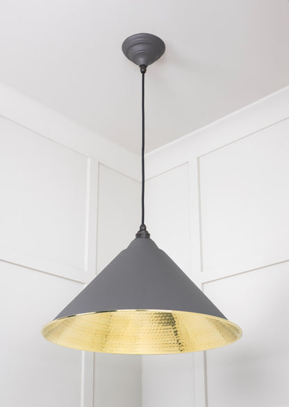 Hammered Brass Hockley Pendant by From The Anvil