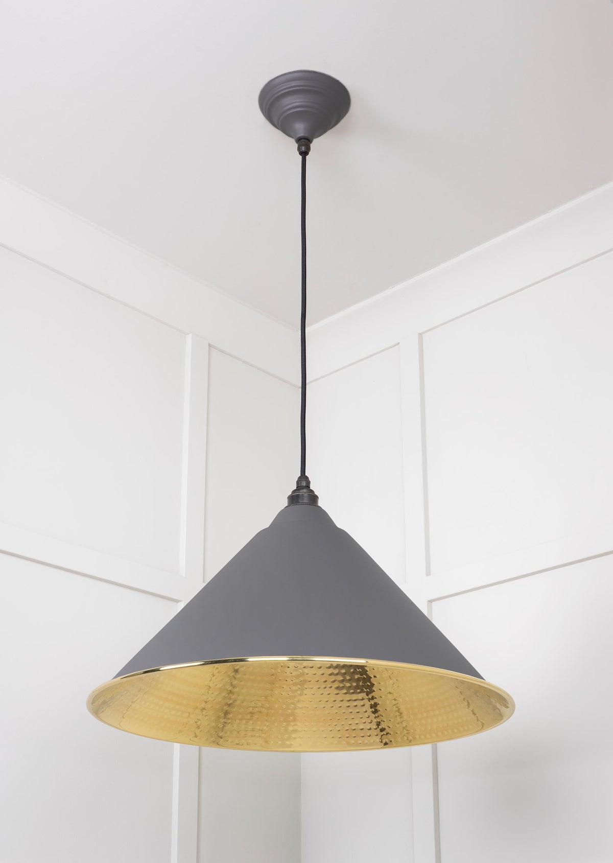 Hammered Brass Hockley Pendant by From The Anvil