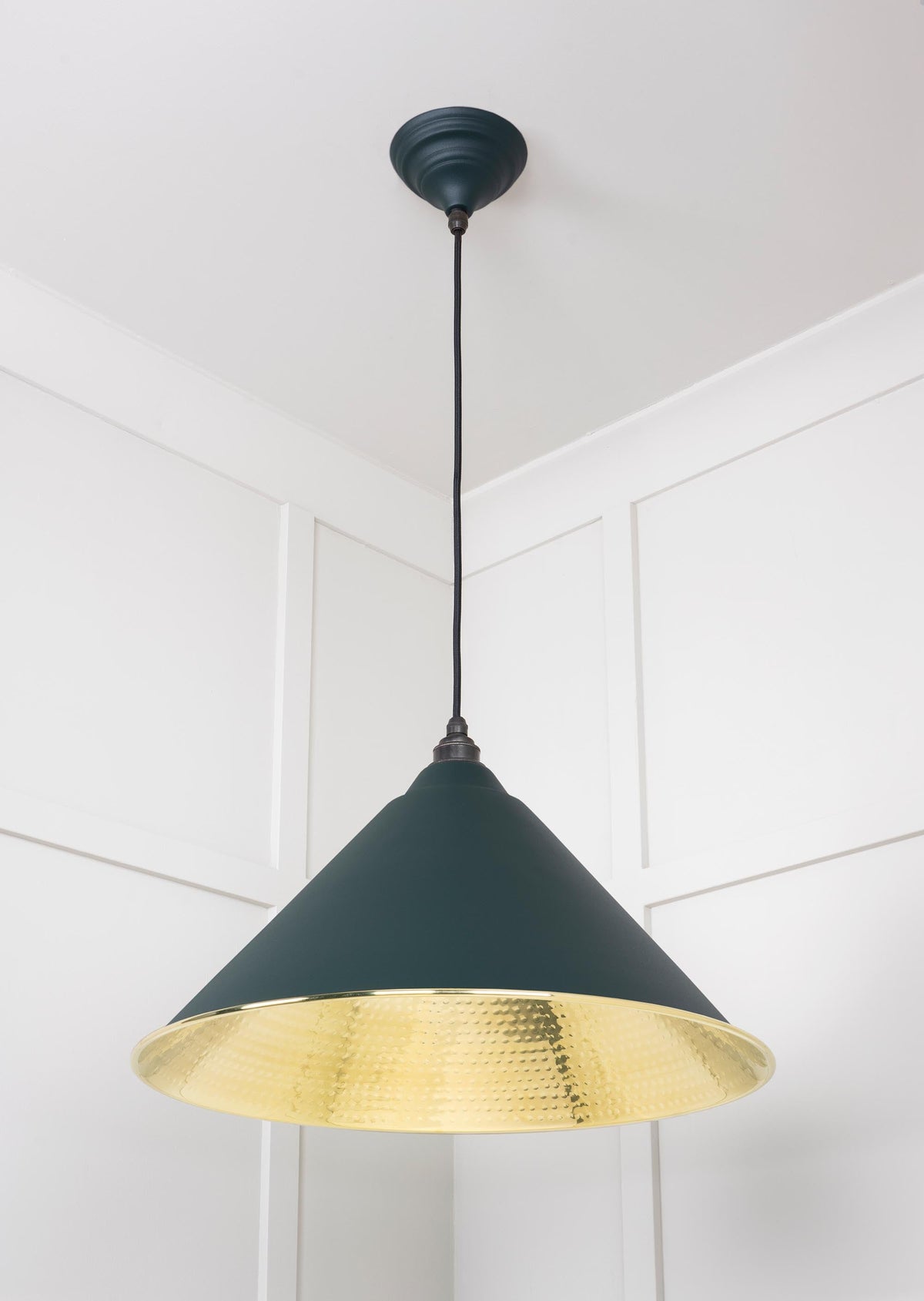 Hammered Brass Hockley Pendant by From The Anvil