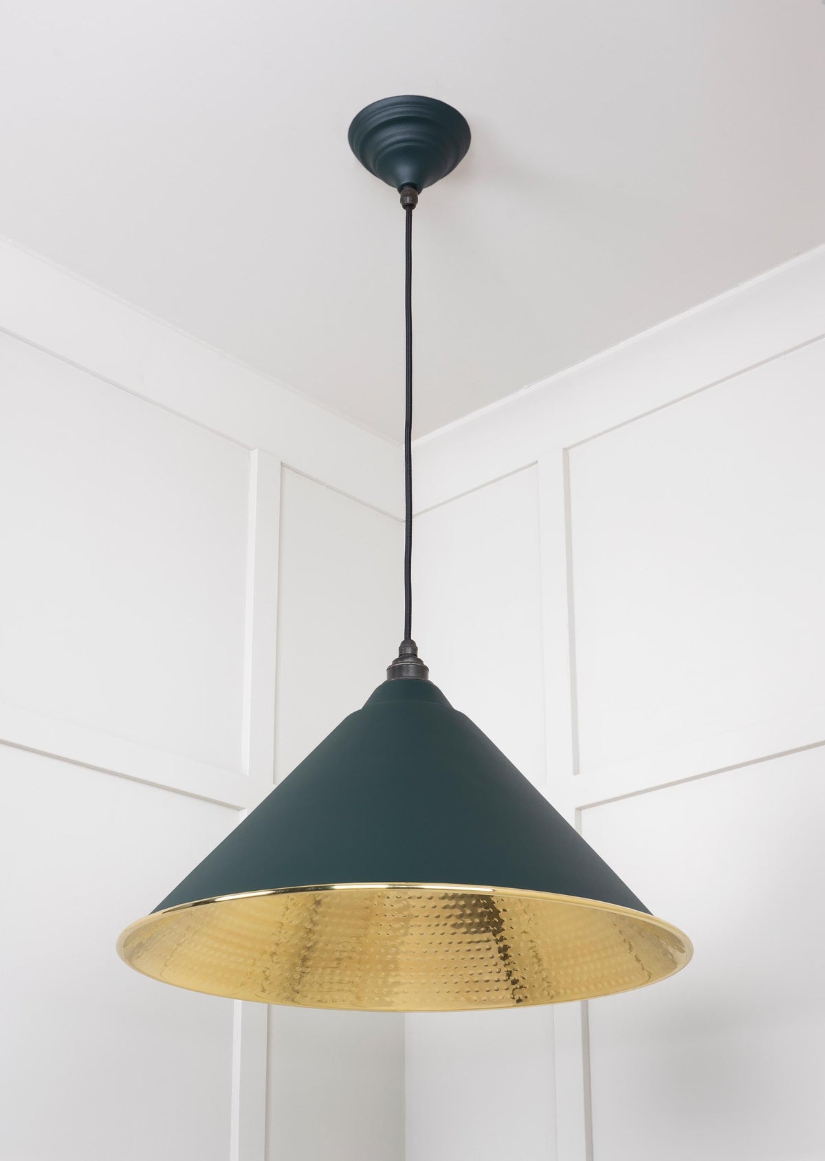 Hammered Brass Hockley Pendant by From The Anvil