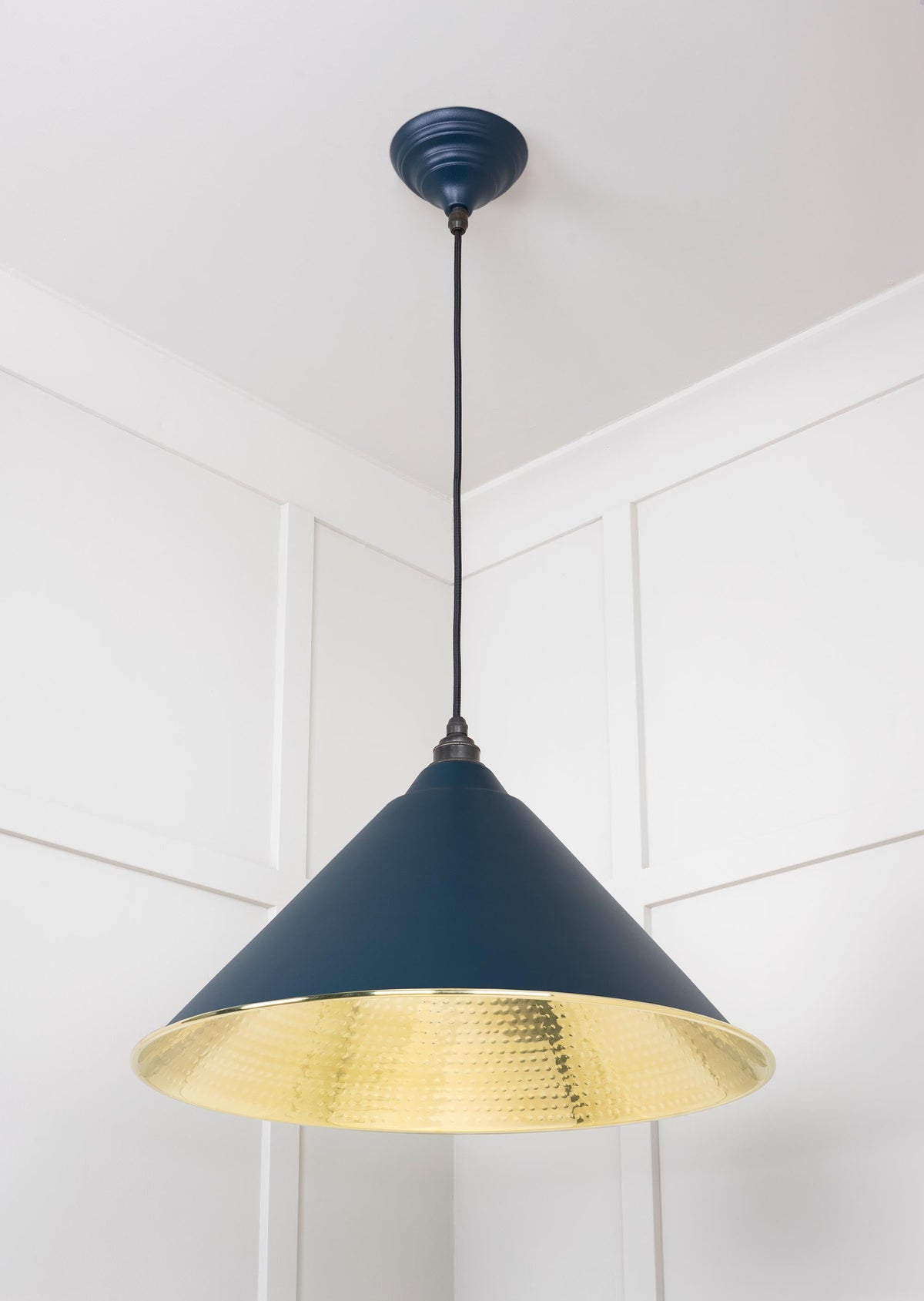 Hammered Brass Hockley Pendant by From The Anvil