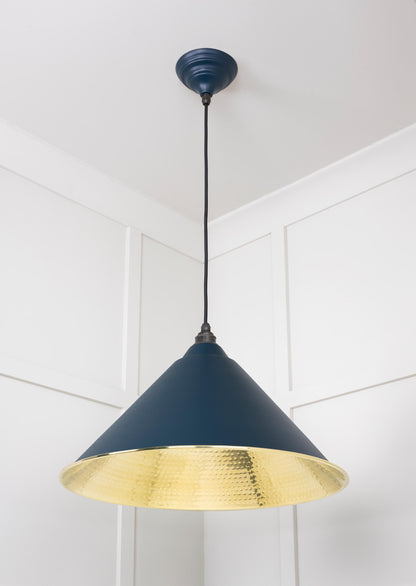 Hammered Brass Hockley Pendant by From The Anvil