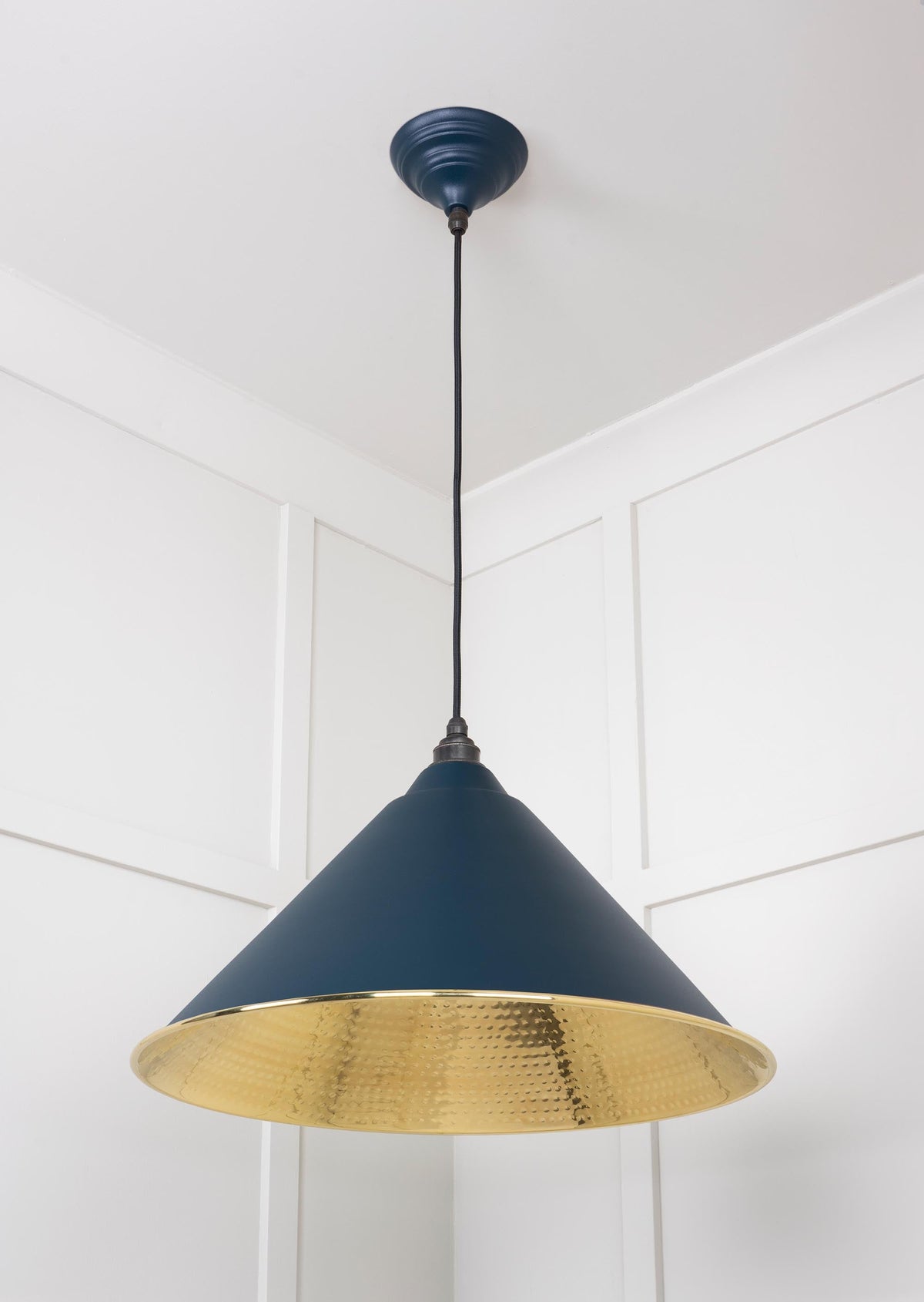 Hammered Brass Hockley Pendant by From The Anvil