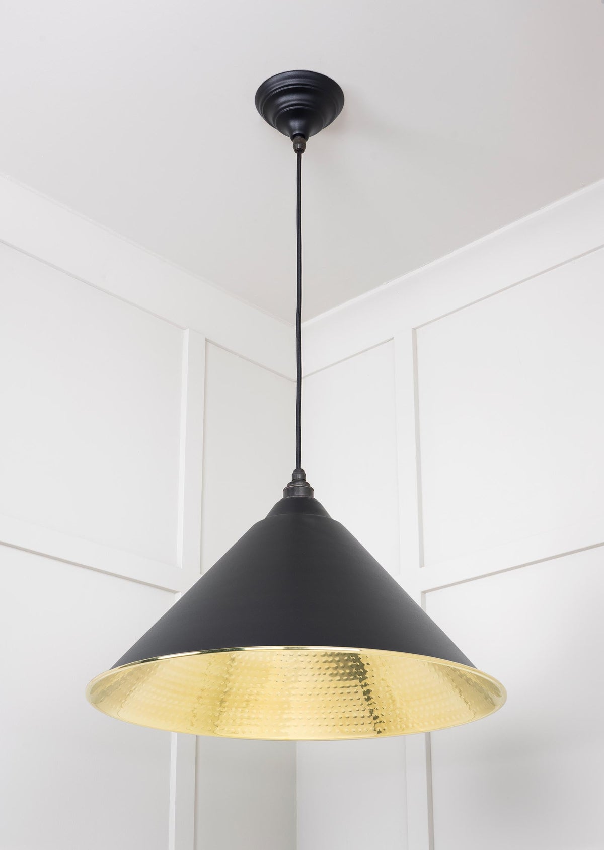 Hammered Brass Hockley Pendant by From The Anvil