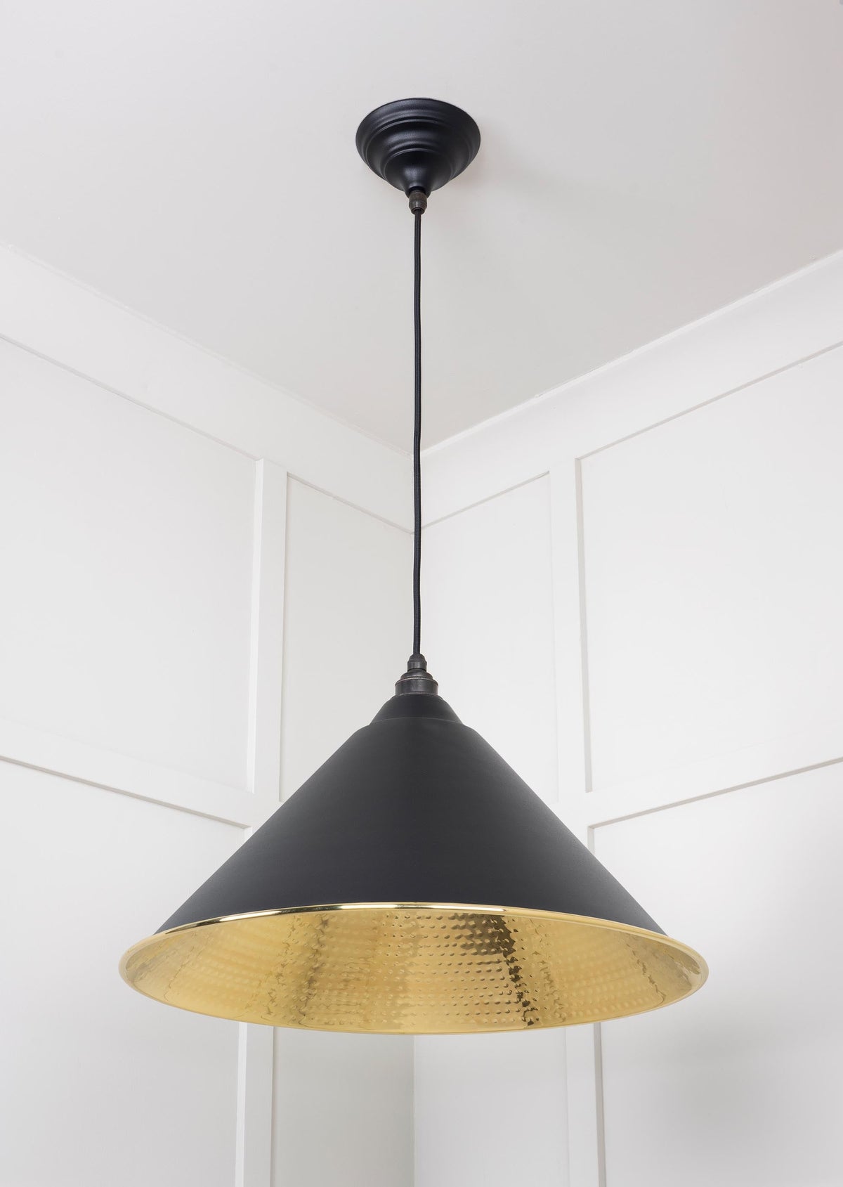 Hammered Brass Hockley Pendant by From The Anvil