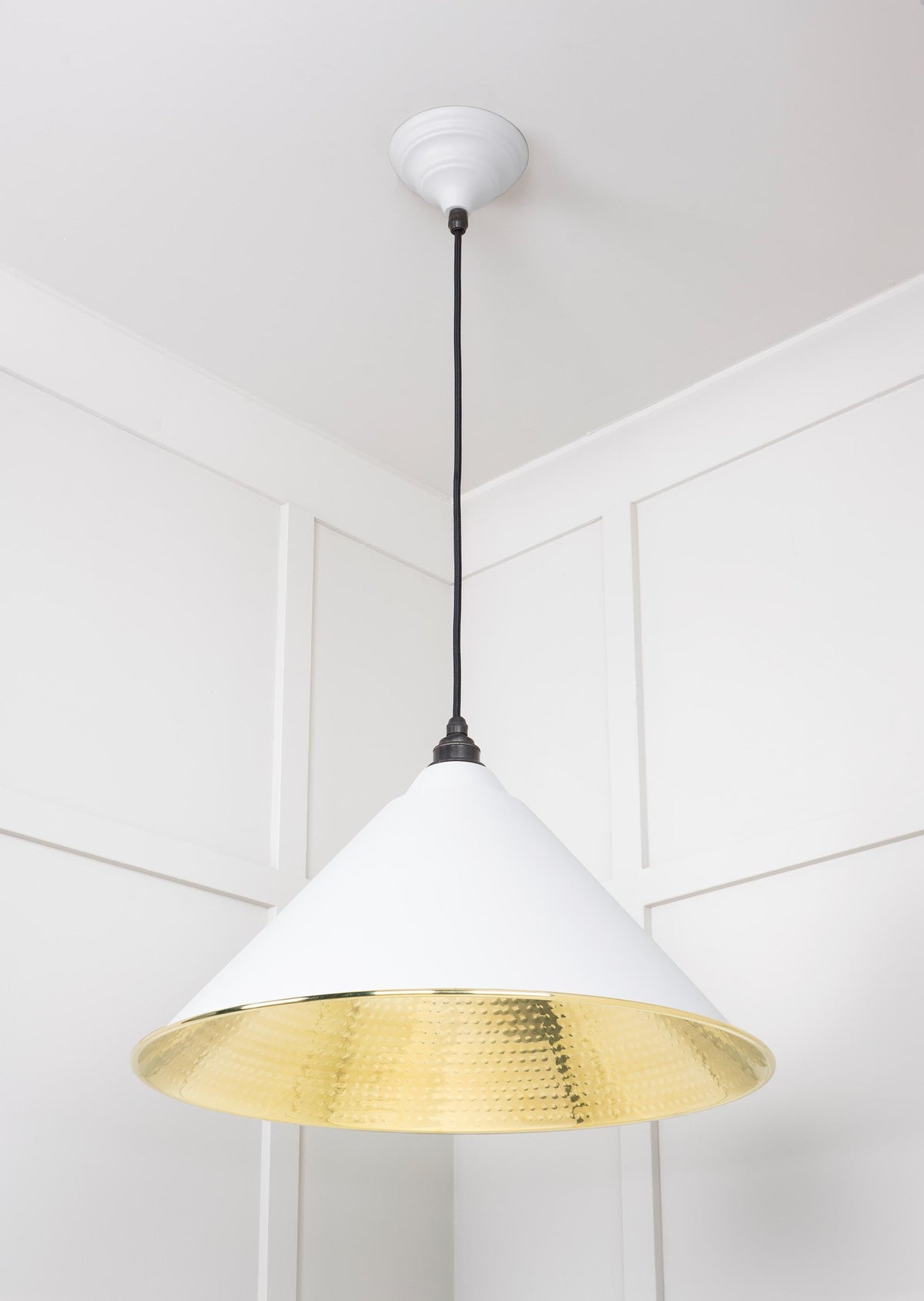 Hammered Brass Hockley Pendant by From The Anvil