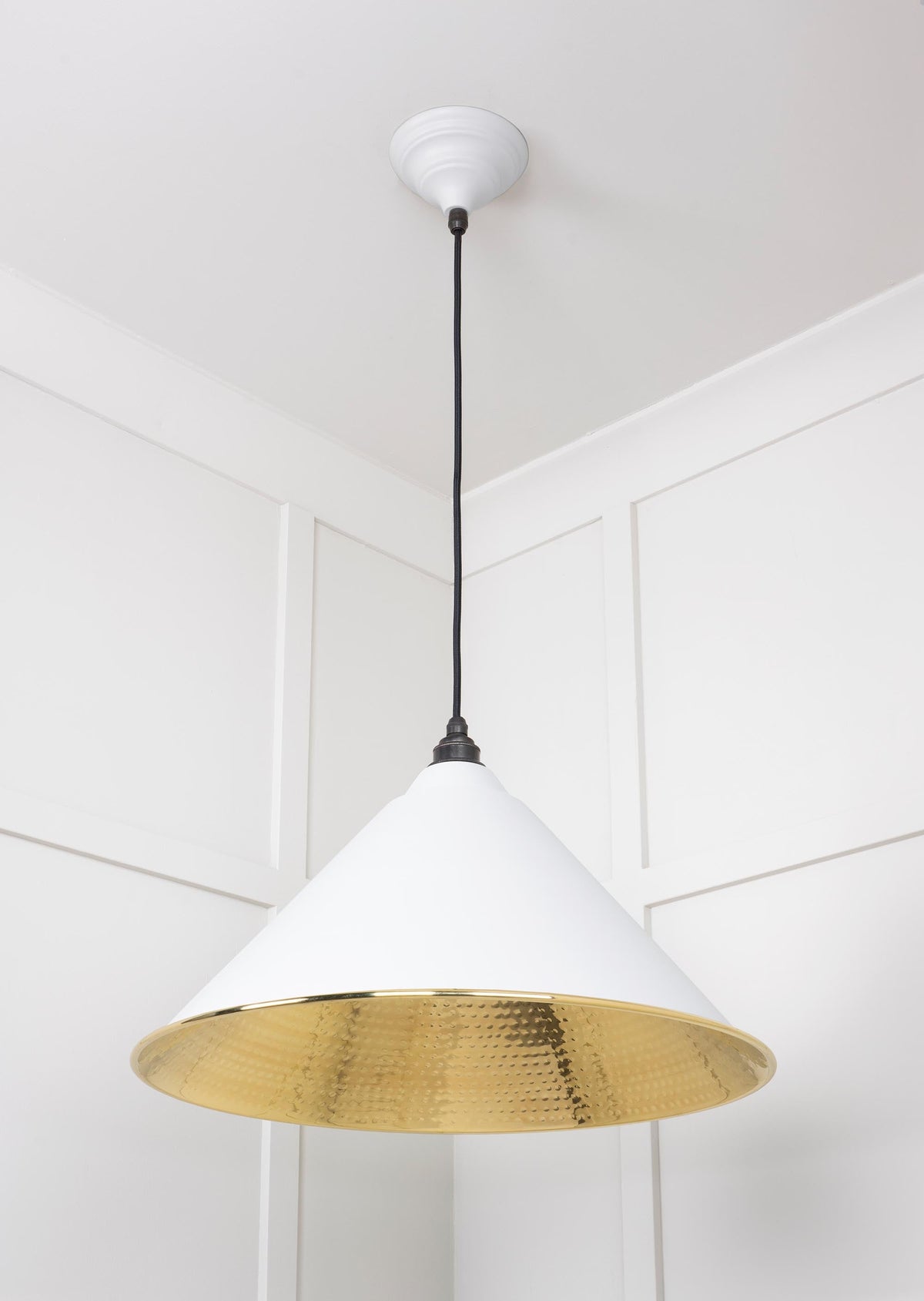 Hammered Brass Hockley Pendant by From The Anvil