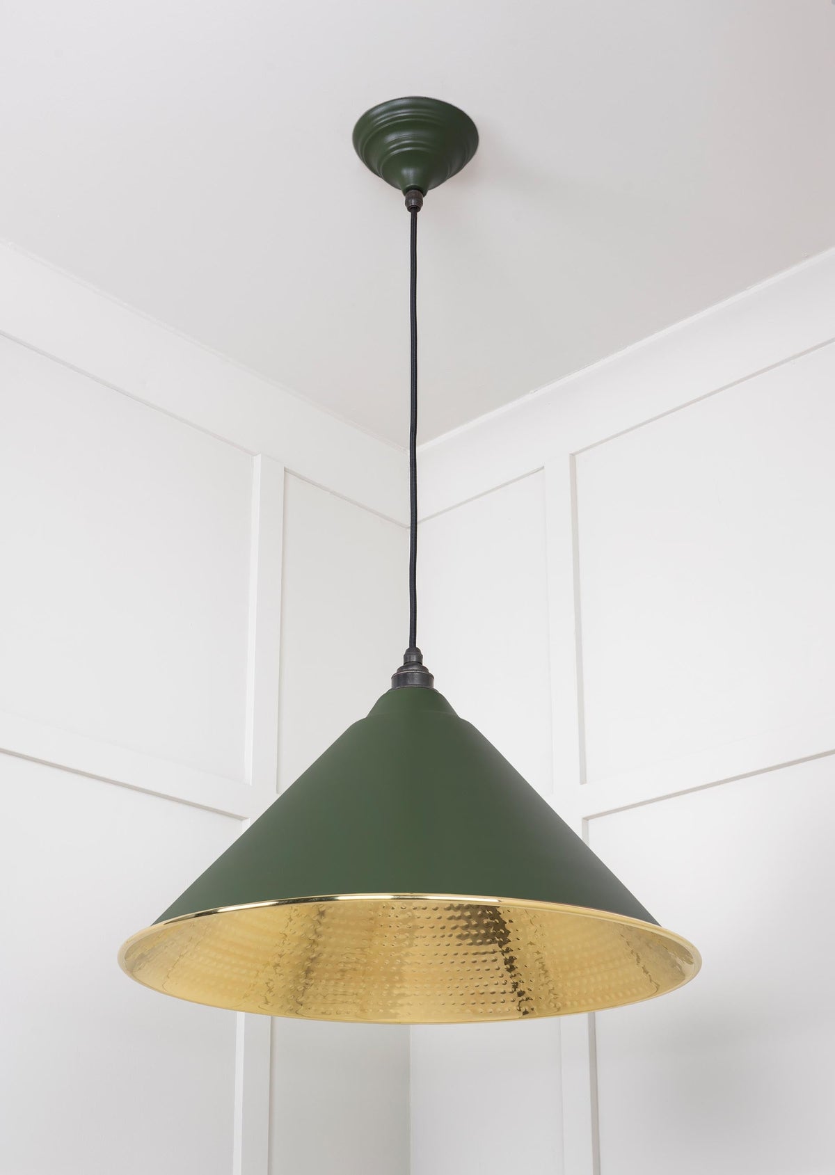 Hammered Brass Hockley Pendant by From The Anvil