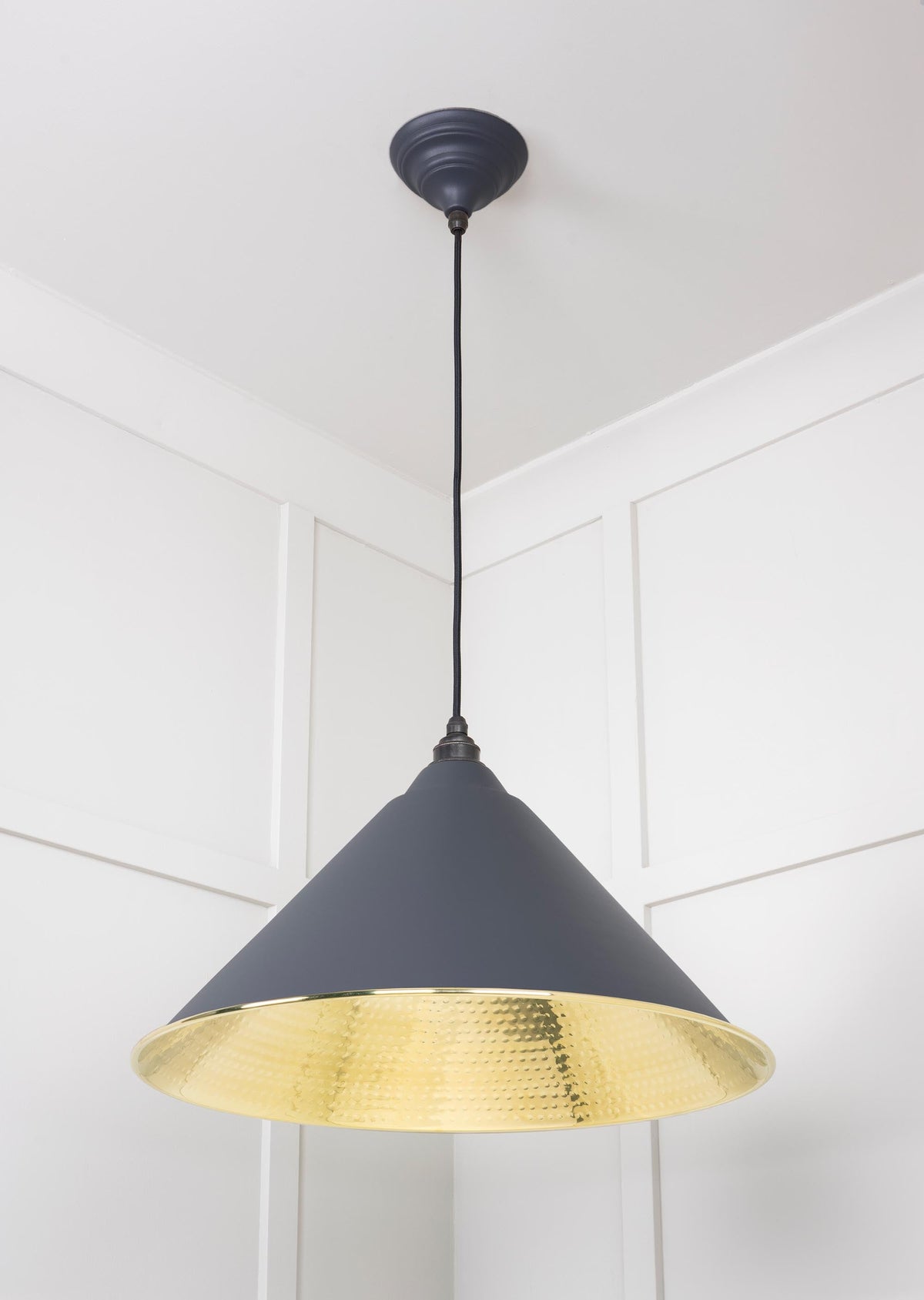 Hammered Brass Hockley Pendant by From The Anvil
