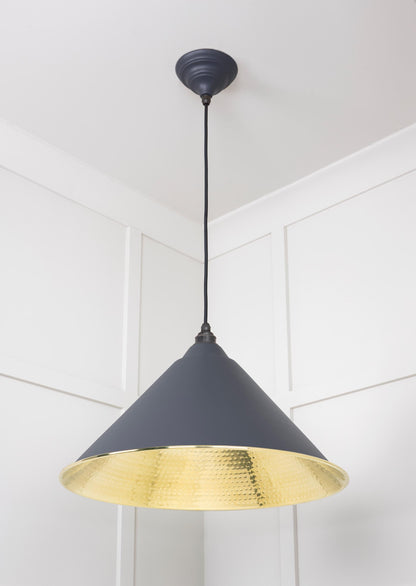 Hammered Brass Hockley Pendant by From The Anvil