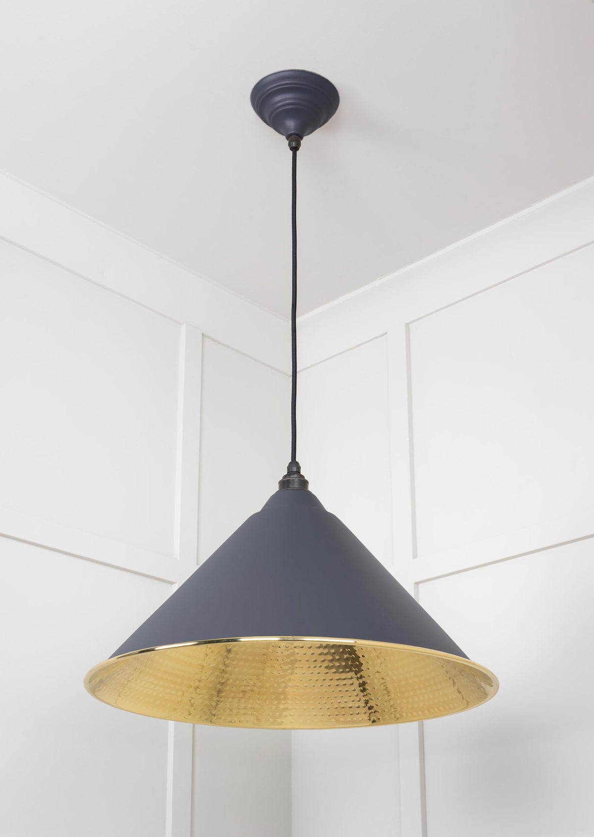 Hammered Brass Hockley Pendant by From The Anvil