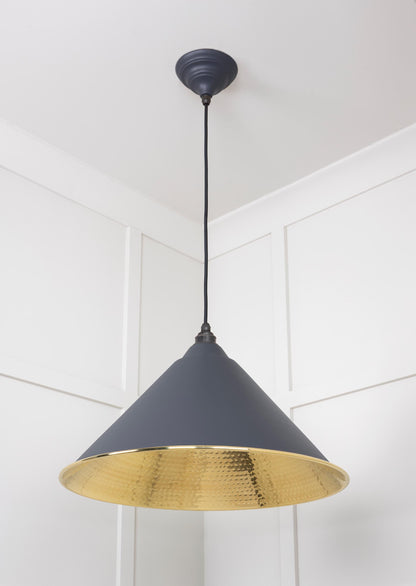 Hammered Brass Hockley Pendant by From The Anvil