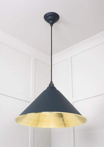 Hammered Brass Hockley Pendant by From The Anvil