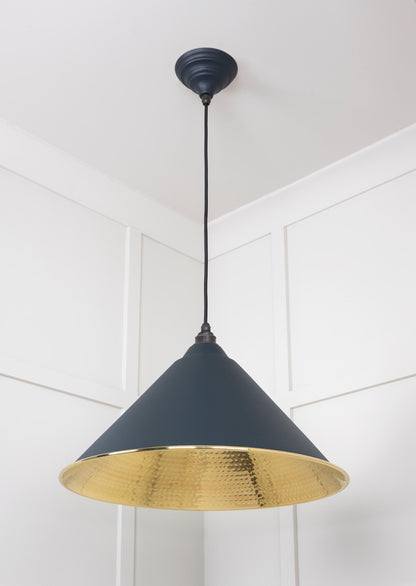 Hammered Brass Hockley Pendant by From The Anvil