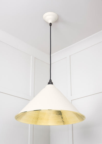 Hammered Brass Hockley Pendant by From The Anvil