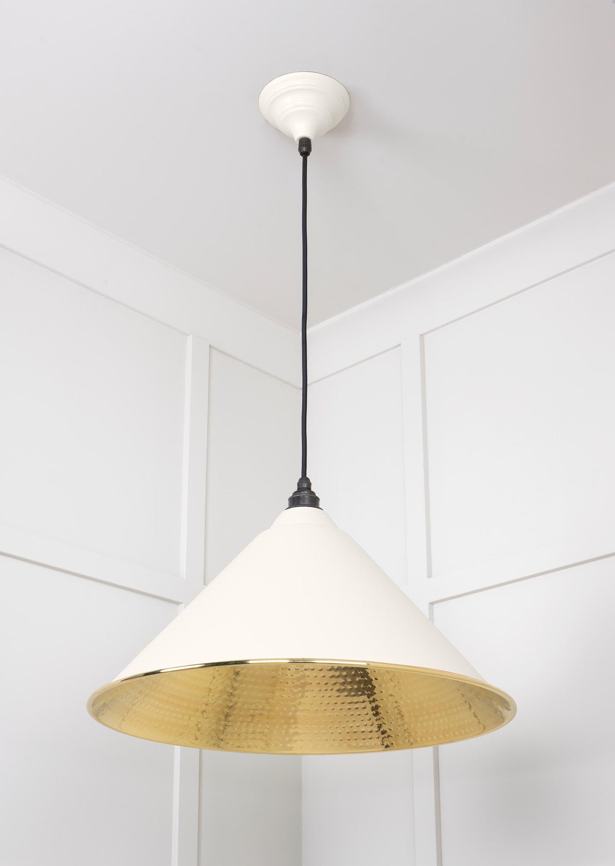 Hammered Brass Hockley Pendant by From The Anvil