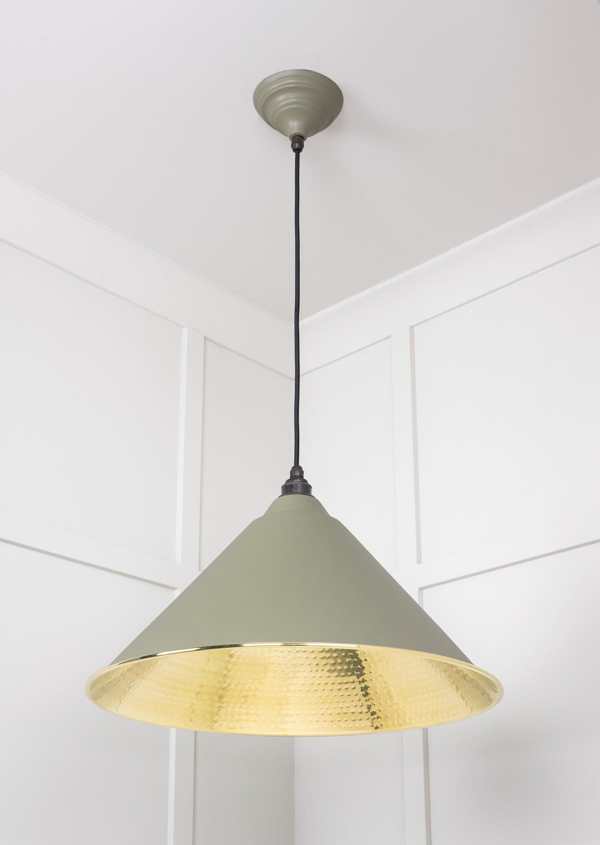 Hammered Brass Hockley Pendant by From The Anvil