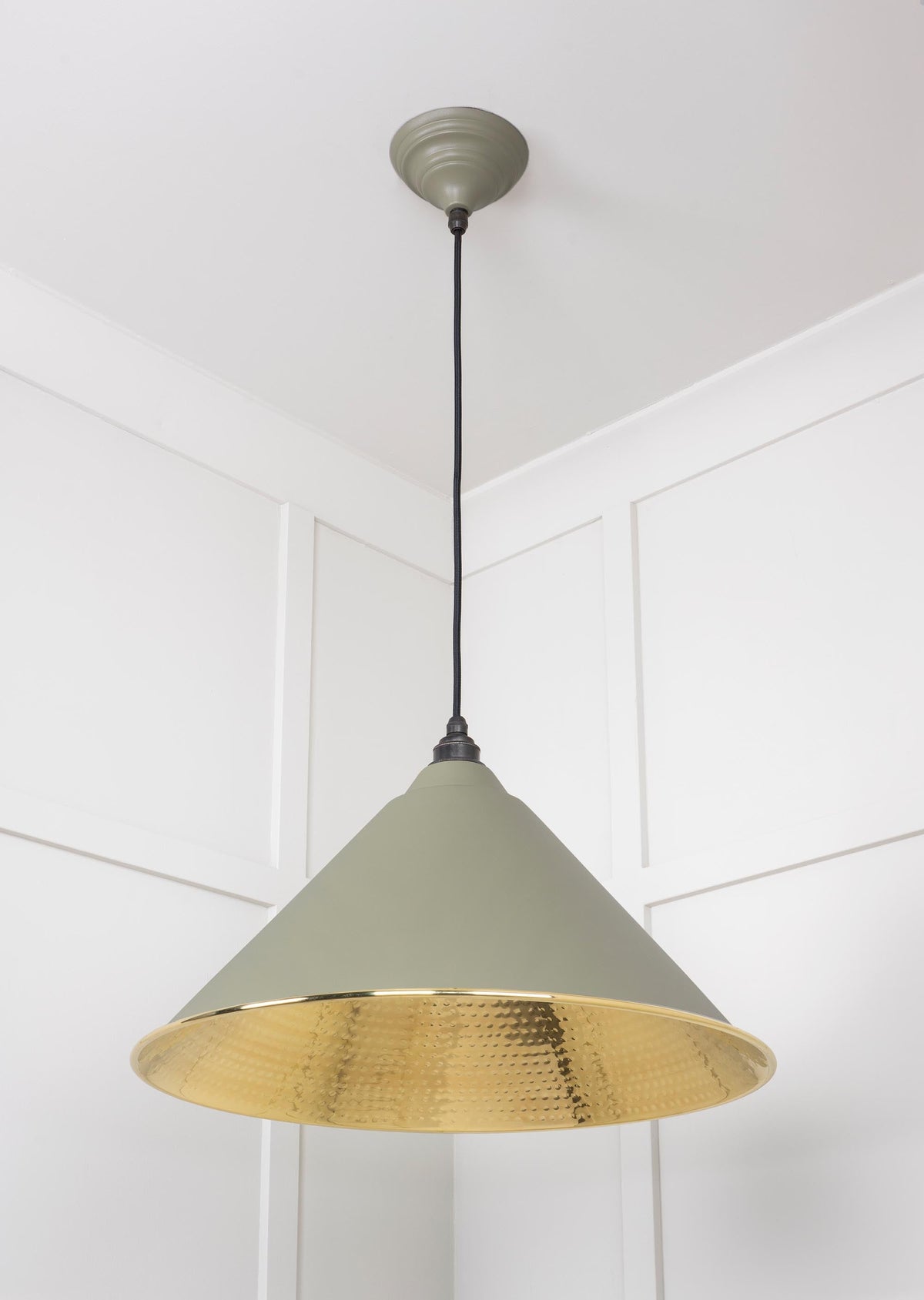 Hammered Brass Hockley Pendant by From The Anvil