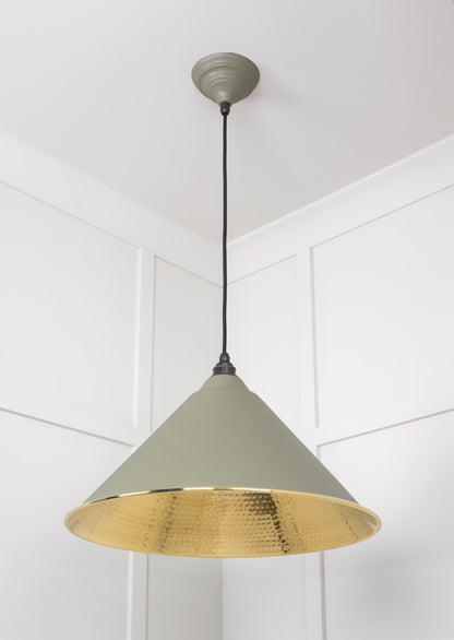 Hammered Brass Hockley Pendant by From The Anvil