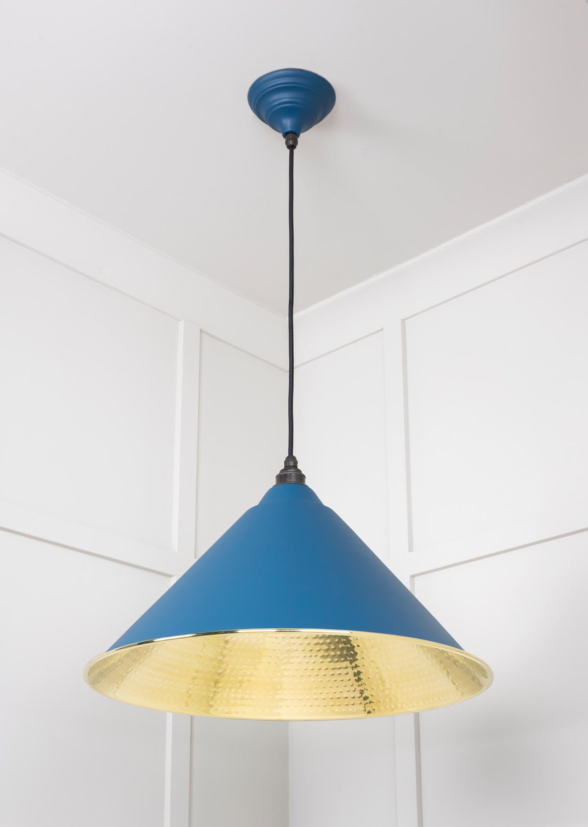 Hammered Brass Hockley Pendant by From The Anvil