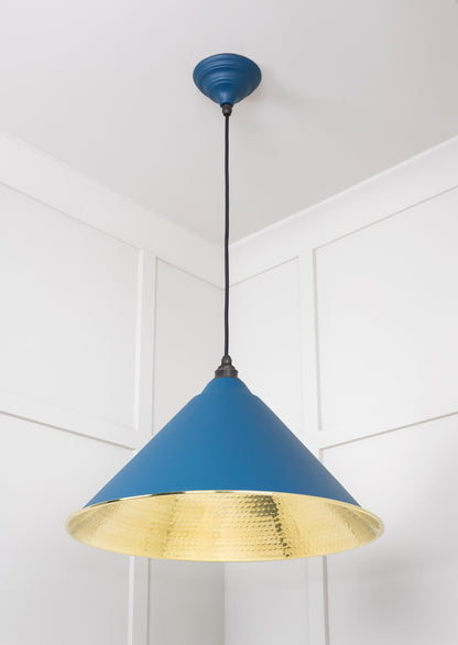 Hammered Brass Hockley Pendant by From The Anvil