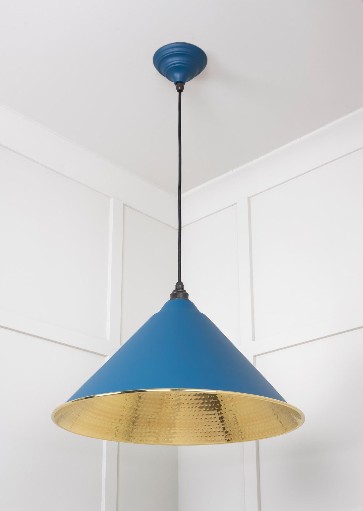 Hammered Brass Hockley Pendant by From The Anvil