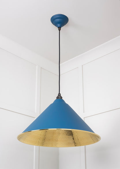 Hammered Brass Hockley Pendant by From The Anvil