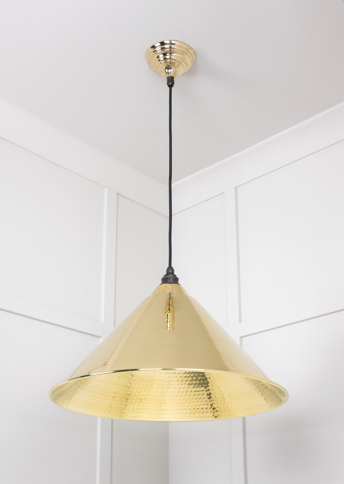 Hammered Brass Hockley Pendant by From The Anvil