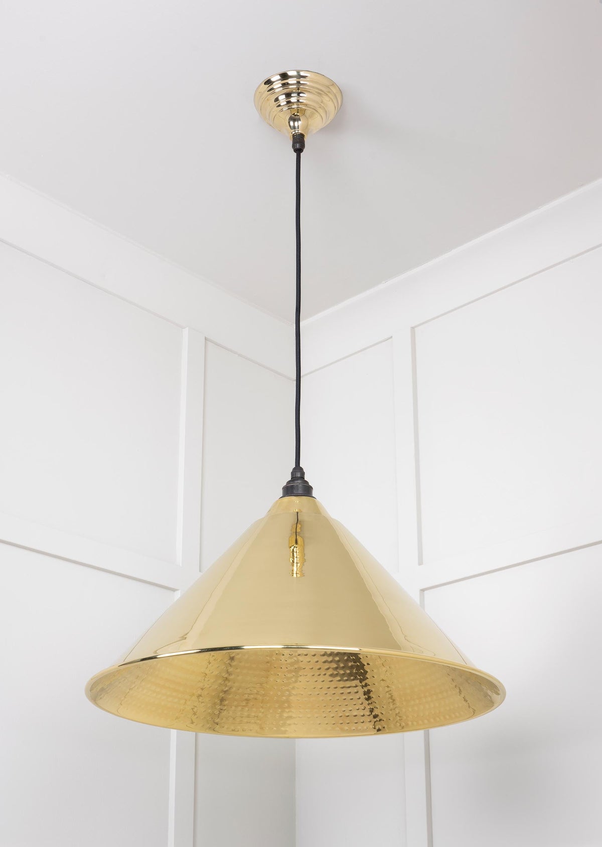 Hammered Brass Hockley Pendant by From The Anvil