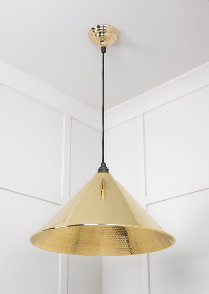 Hammered Brass Hockley Pendant by From The Anvil
